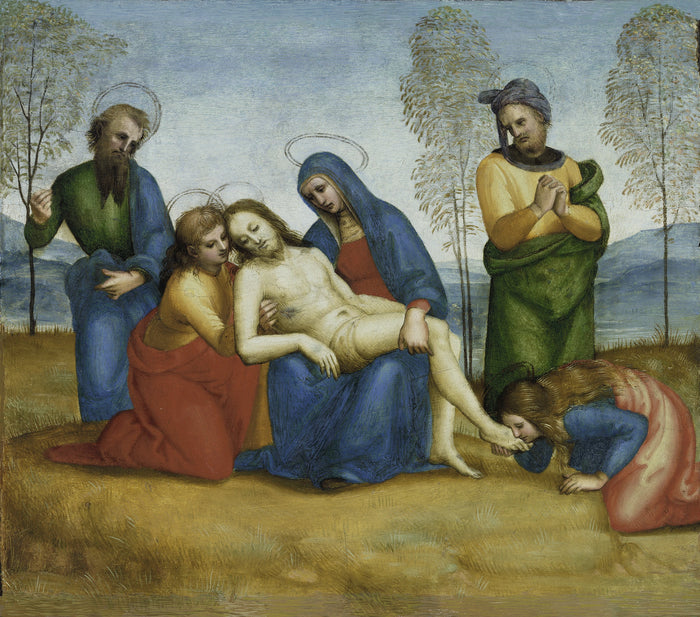 Klagesang over den døde Kristus, predella af Colonna altertavlen, omkring 1503-1505 - Raphaël