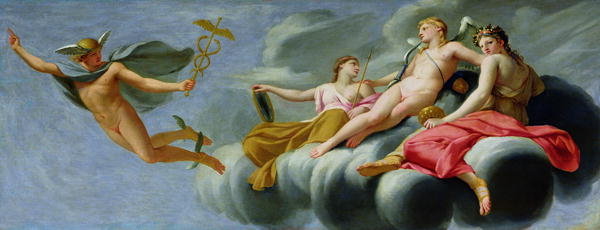 Kærligheden befaler Merkur at annoncere sin magt for universet - Eustache Le Sueur