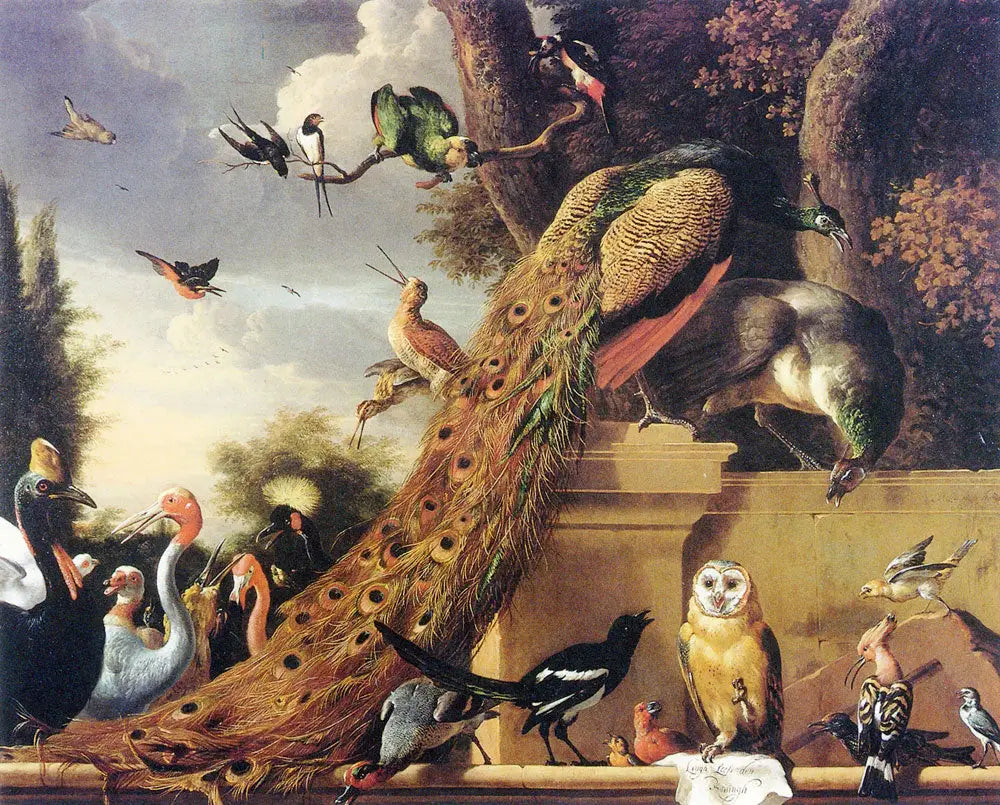 Langh a quitté Den Koningh, ou le concert des oiseaux - Melchior de Hondecoeter image 1 copie de tableau peinte à la main