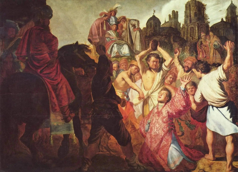 Stenstødningen af Sankt Stefan - Rembrandt