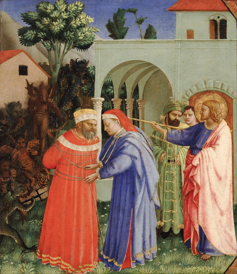 Apostlen Saint Jakob den Store frigør troldmanden Hermogénes - Fra Angelico
