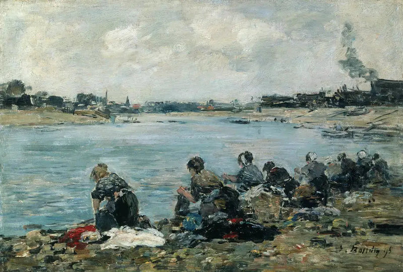 Vaskemaskiner ved Touques - Eugène Boudin
