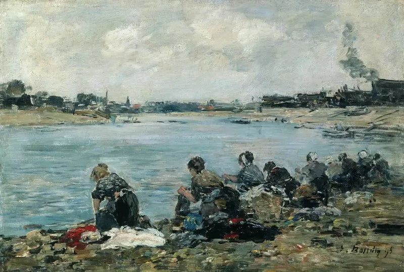 Vaskemaskiner ved Touques - Eugène Boudin