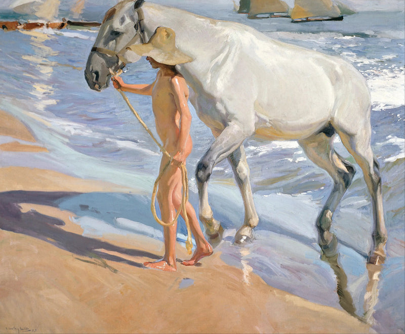 Hesten i badet - Joaquín Sorolla