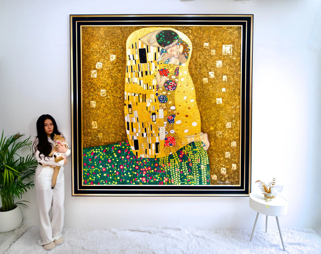 Le Baiser Réimaginé par Master Apollon | 200 x 200 cm Reproductions de tableaux à la peinture à l’huile