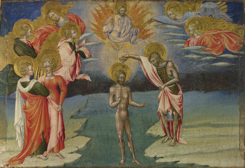 Dåben af Kristus: Prædellepanel - Giovanni di Paolo
