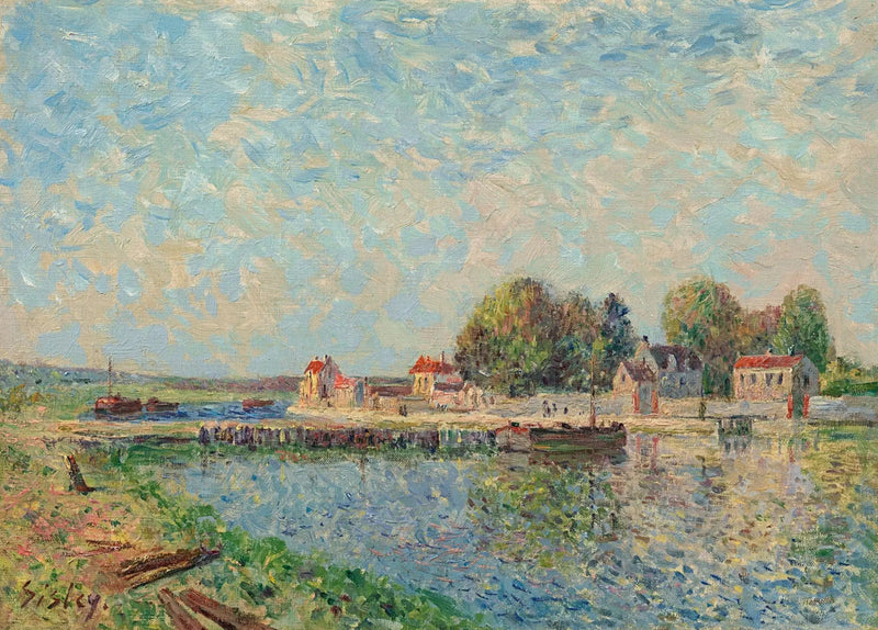 Dæmningen ved Saint-Mammès, Loing-kanalen - Alfred Sisley