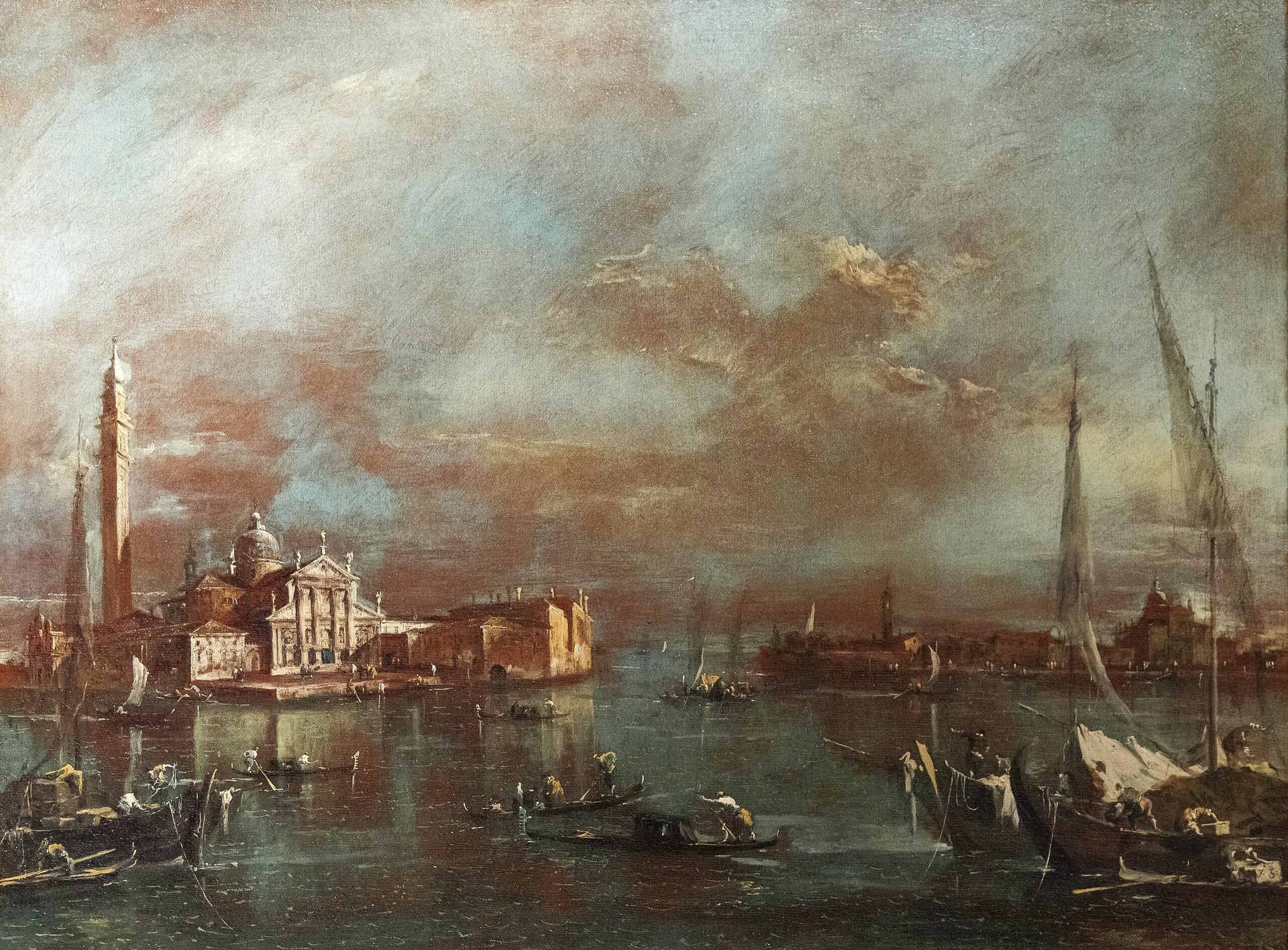 Le bassin de Saint-Marc avec l'île de San Giorgio et la Giudecca - Francesco Guardi image 1 tableau peint à l’huile sur toile