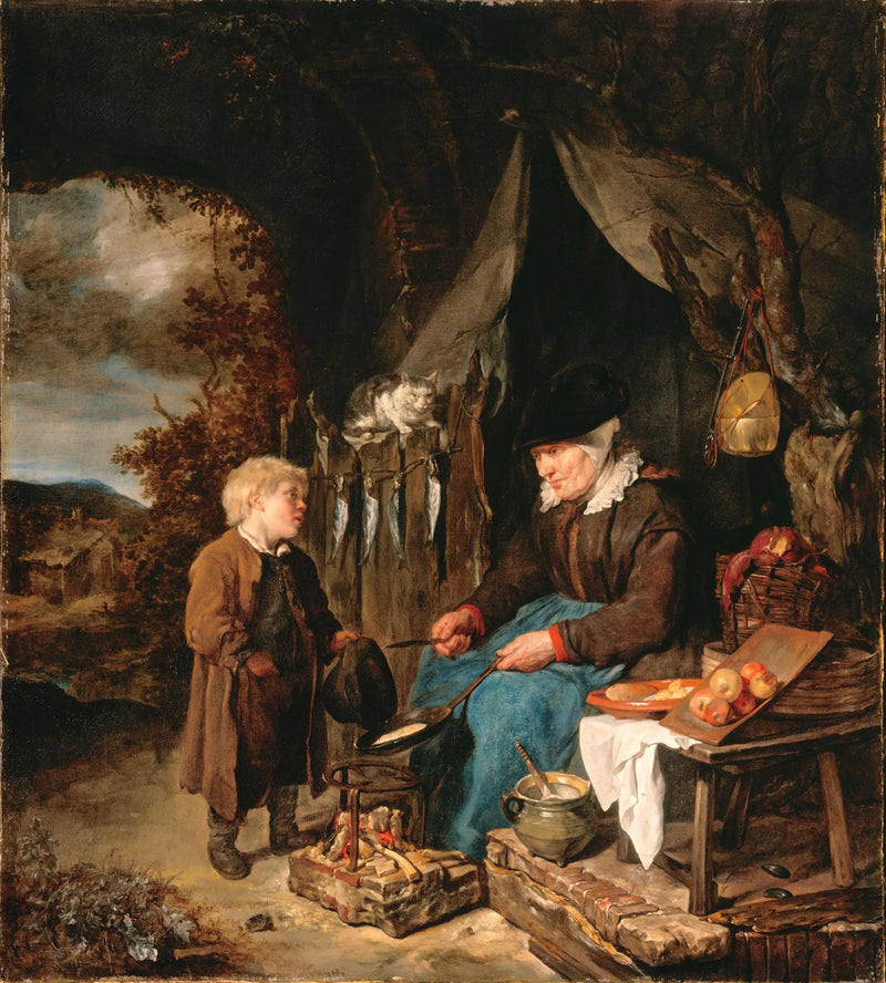 Le boulanger de crêpes avec un garçon - Gabriel Metsu