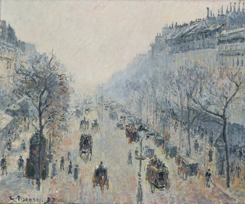 Boulevard Montmartre, morgenens tåge - Camille Pissarro