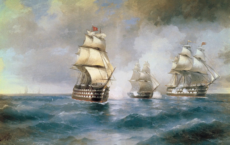 Brick « Mercure » angrebet af to tyrkiske skibe - Ivan Aïvazovski