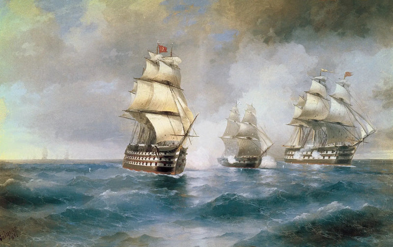 Brick « Mercure » angrebet af to tyrkiske skibe - Ivan Aïvazovski