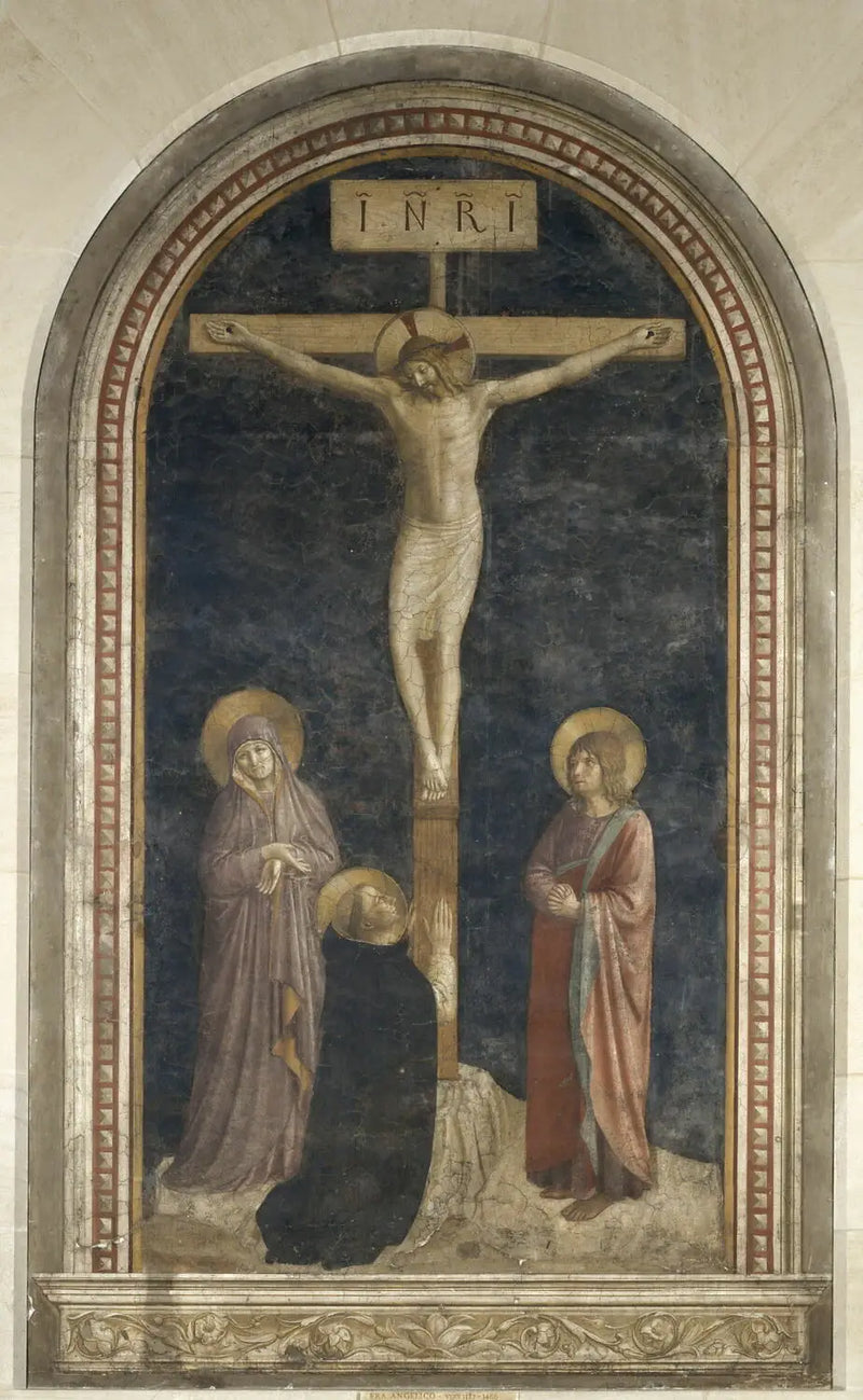 Korsfæstelsen med Saint Dominique i bøn - Fra Angelico