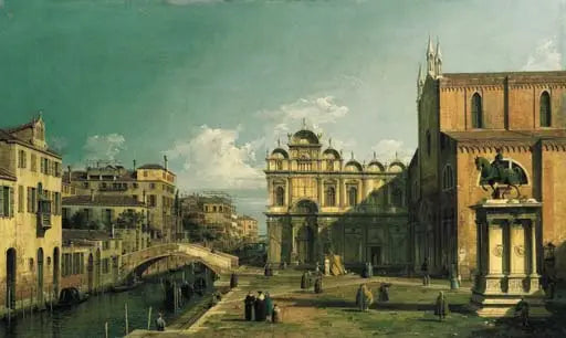 Le Campo Santi Giovanni e Paolo, Venedig, med den vestlige ende af kirken og Scuola di San Marco - Canaletto