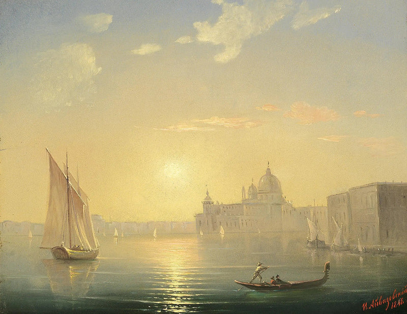 Canal Grande med udsigt over Santa Maria della Salute ved solnedgang. - Ivan Aïvazovski