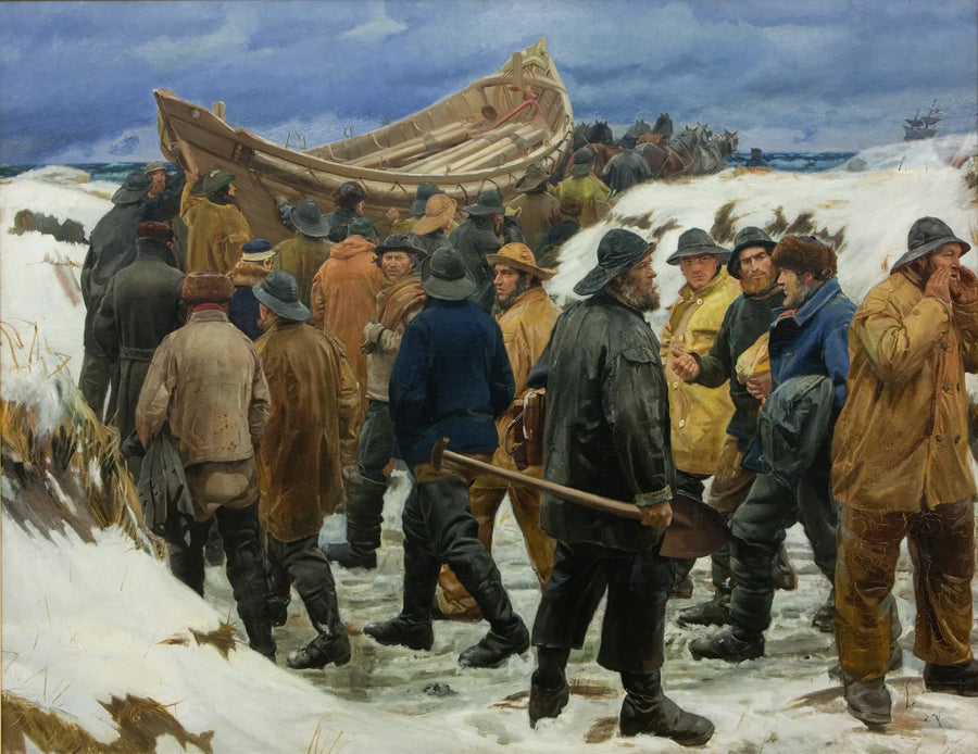 Redningsbåden sidder fast i klitterne - Michael Peter Ancher