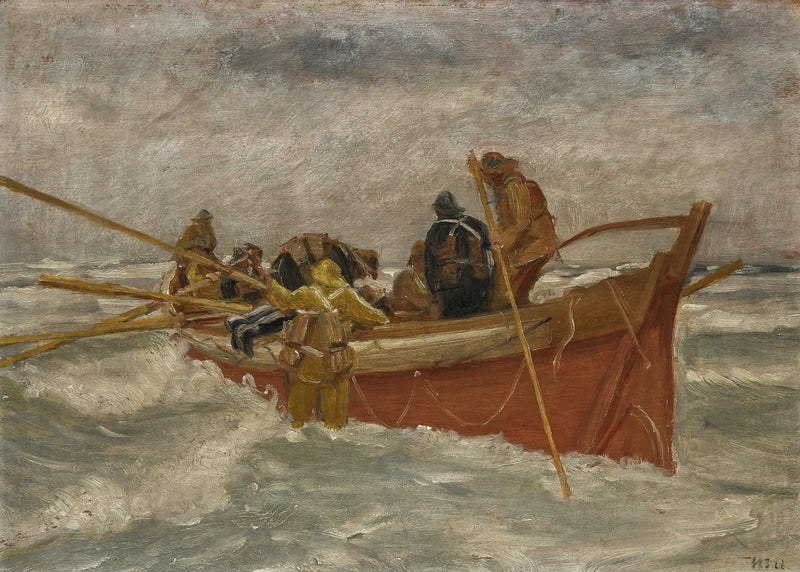 Redningsbåden sætter sejl. Studie. - Michael Peter Ancher