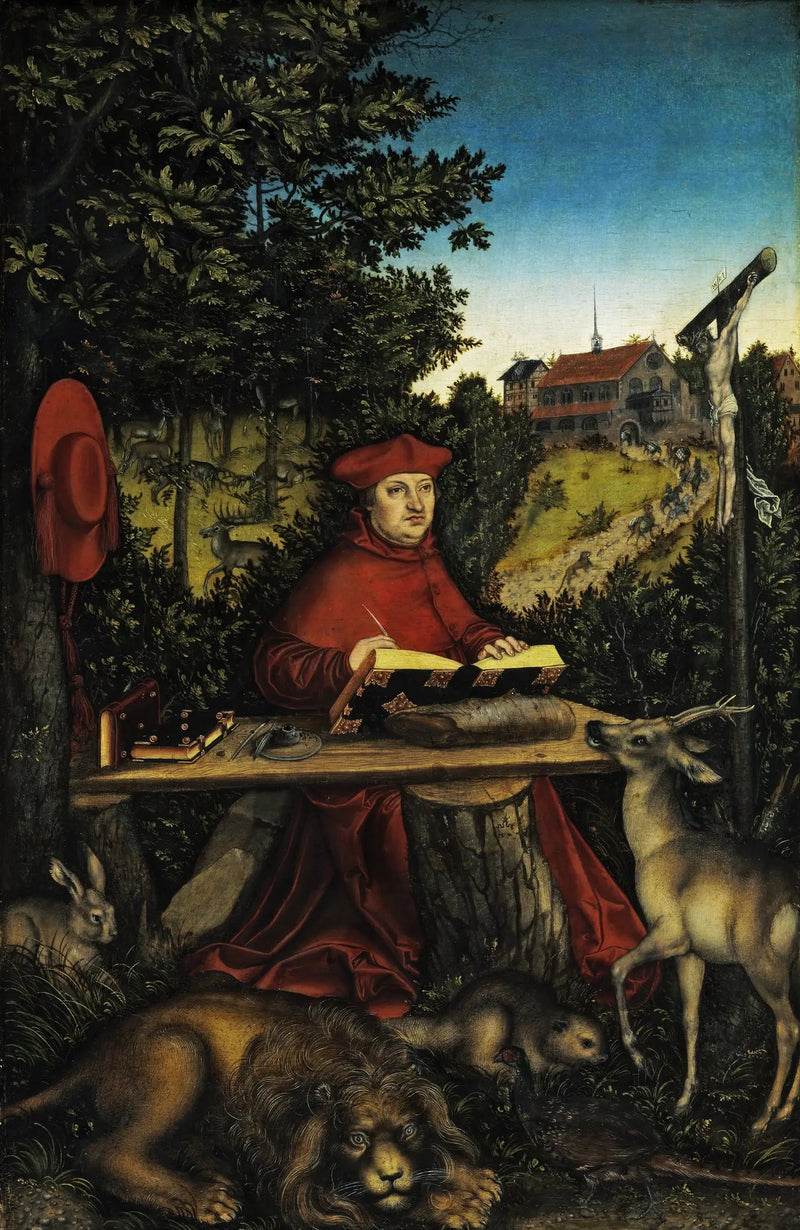 Kardinal Albert af Brandenburg (1490-1545) i rollen som Sankt Jerome - Lucas Cranach den Ældre