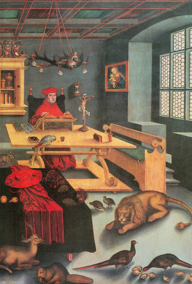 Kardinal Albrecht af Brandenburg i rollen som Sankt Jerome - Lucas Cranach den Ældre