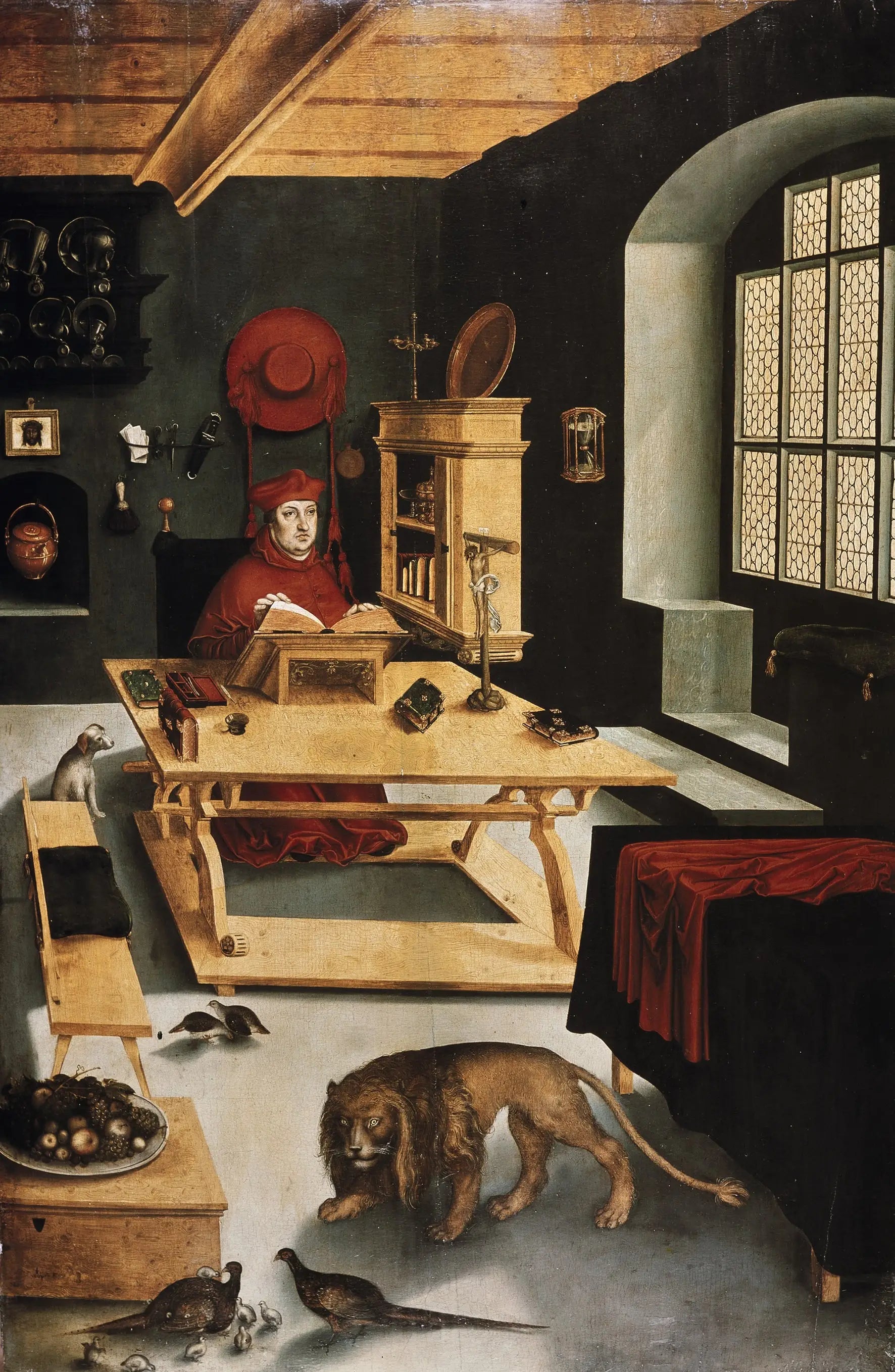 Le cardinal Albrecht von Brandenburg archevêque de Mayence représenté comme saint Jérôme dans son cabinet de travail