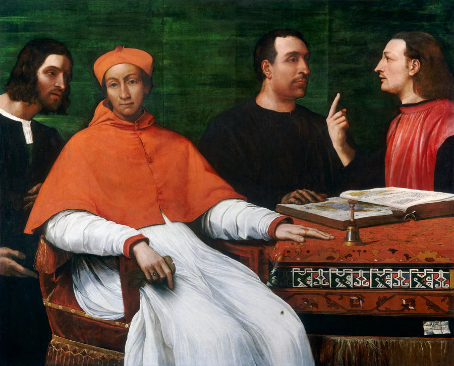 Kardinal Bandinello Sauli, hans sekretær og to geografiske - Sebastiano del Piombo
