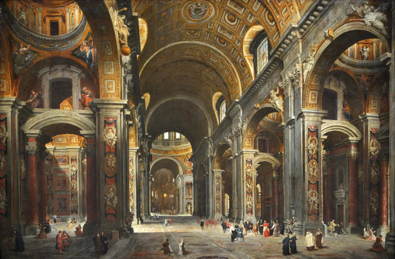 Le kardinal Melchior de Polignac besøger Sankt Peter i Rom - Giovanni Paolo Panini