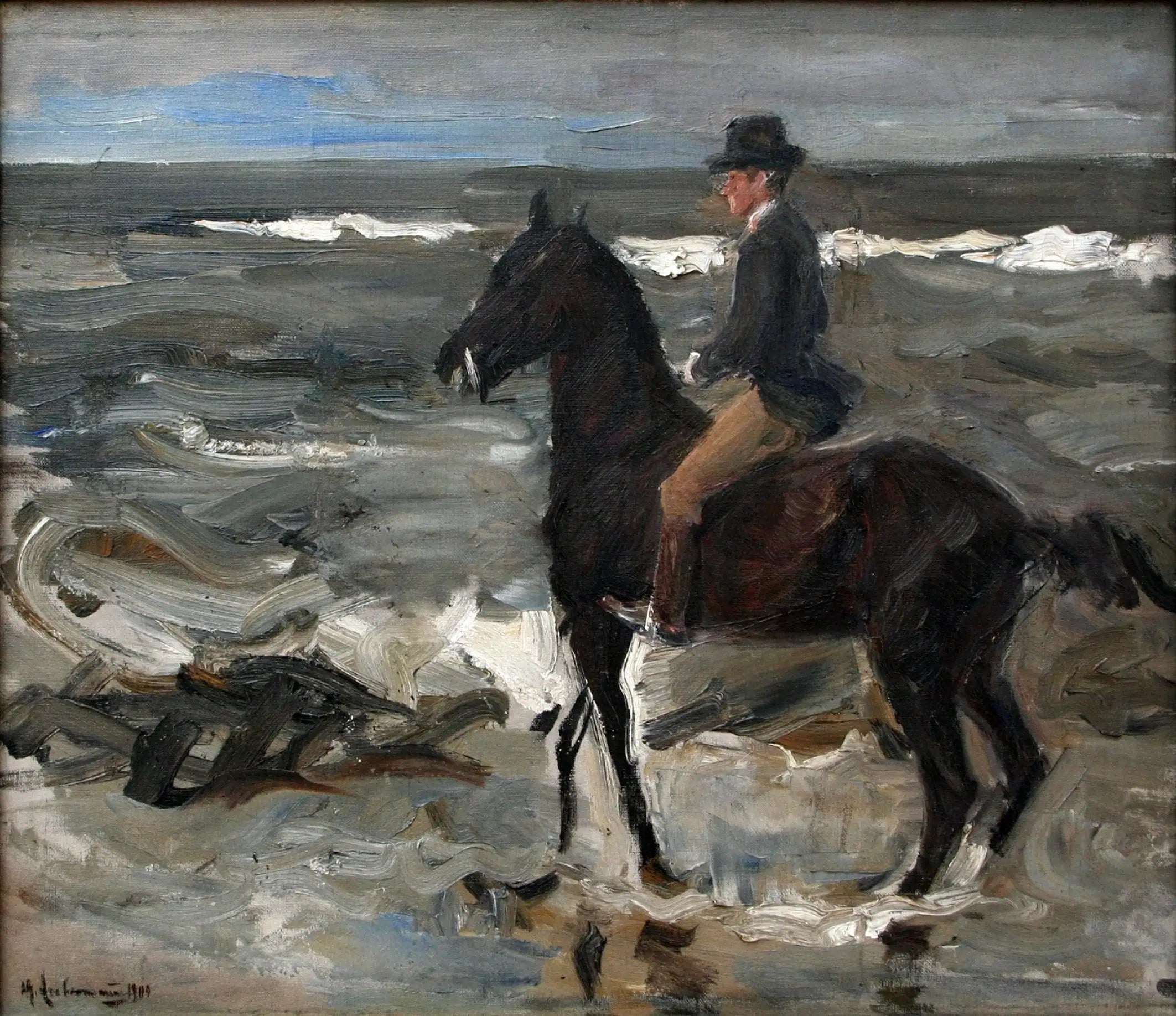Le Cavalier sur la plage - Max Liebermann image 1 tableau peint à l’huile sur toile