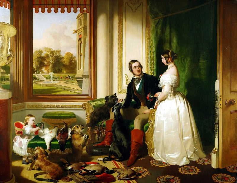 Windsor Slot i den moderne tid; dronning Victoria, prins Albert og Victoria, prinsesse af kongeriget - Edwin Henry Landseer