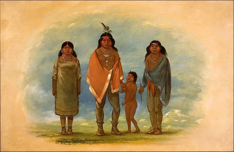 Le chef patagonien son frère et sa fille - George Catlin - Alpha Reproduction