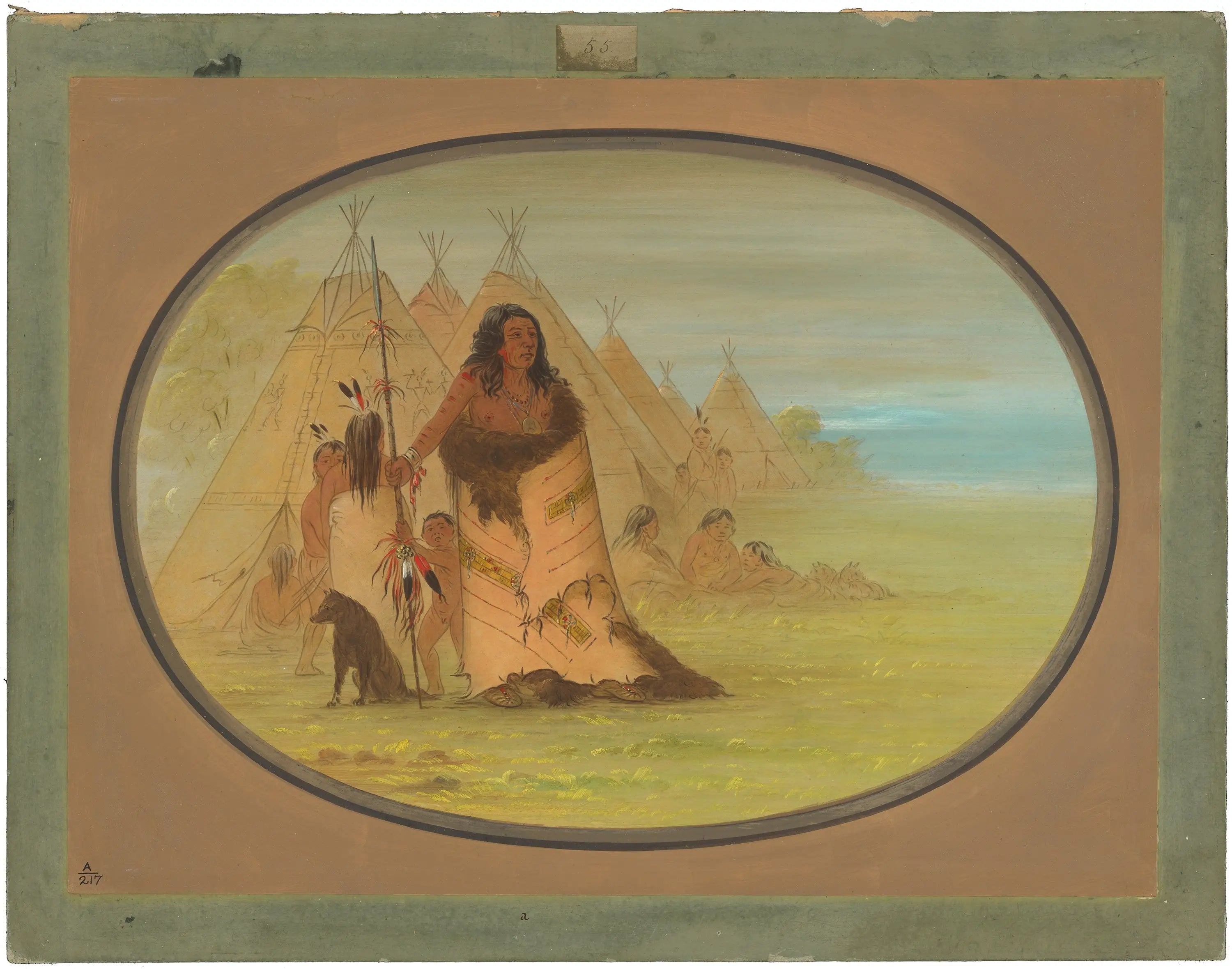 Le chef Puncah entouré de sa famille - George Catlin - Alpha Reproduction