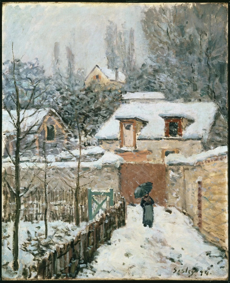 Vejen til Étarché under sneen i Louveciennes - Alfred Sisley