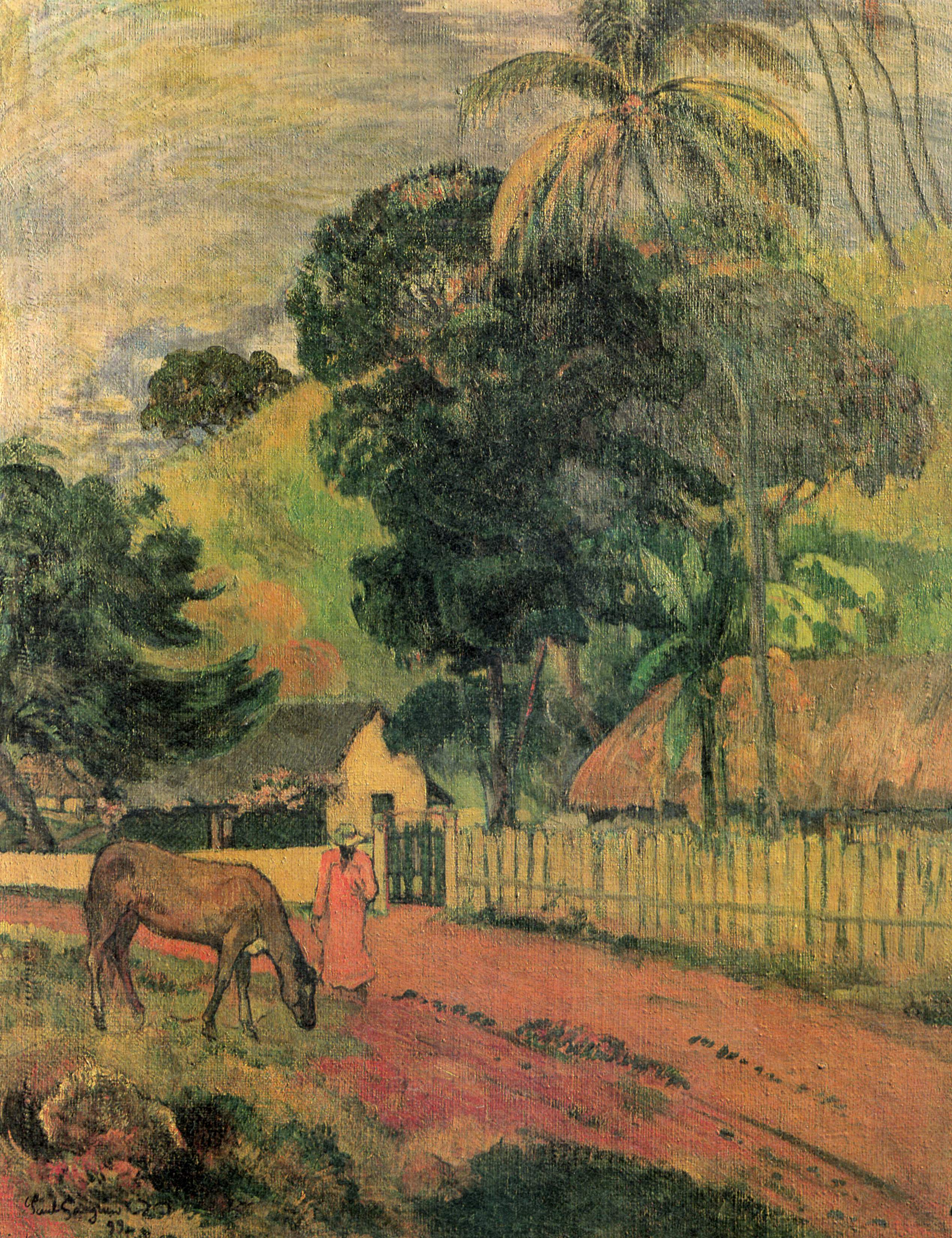 Reproduction du tableau « Le cheval sur le chemin - Paul Gauguin » par Alpha Reproduction en peinture à l’huile