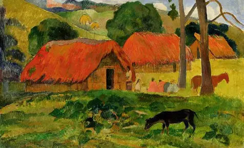 Le Chien devant la hutte, ou Les Trois huttes - Paul Gauguin image 1 copie peinte à la main à l’huile