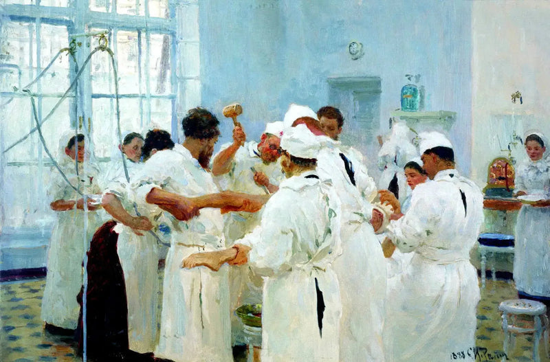 Kirurgen E. V. Pavlov på operationsstuen - Ilya Repin