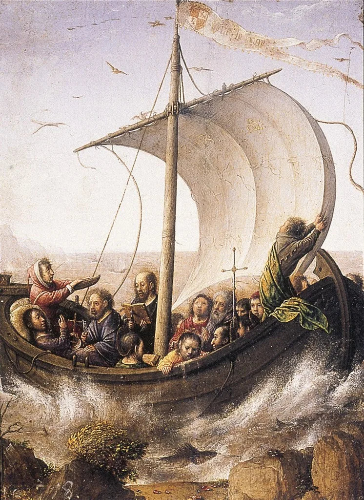 Kristus beroliger stormen på Tiberiassøen - Juan de Flandes