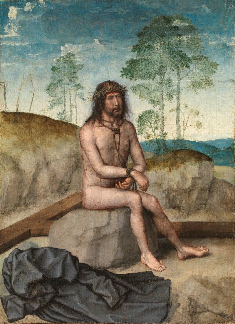 Den siddende Kristus på en kold sten - Juan de Flandes