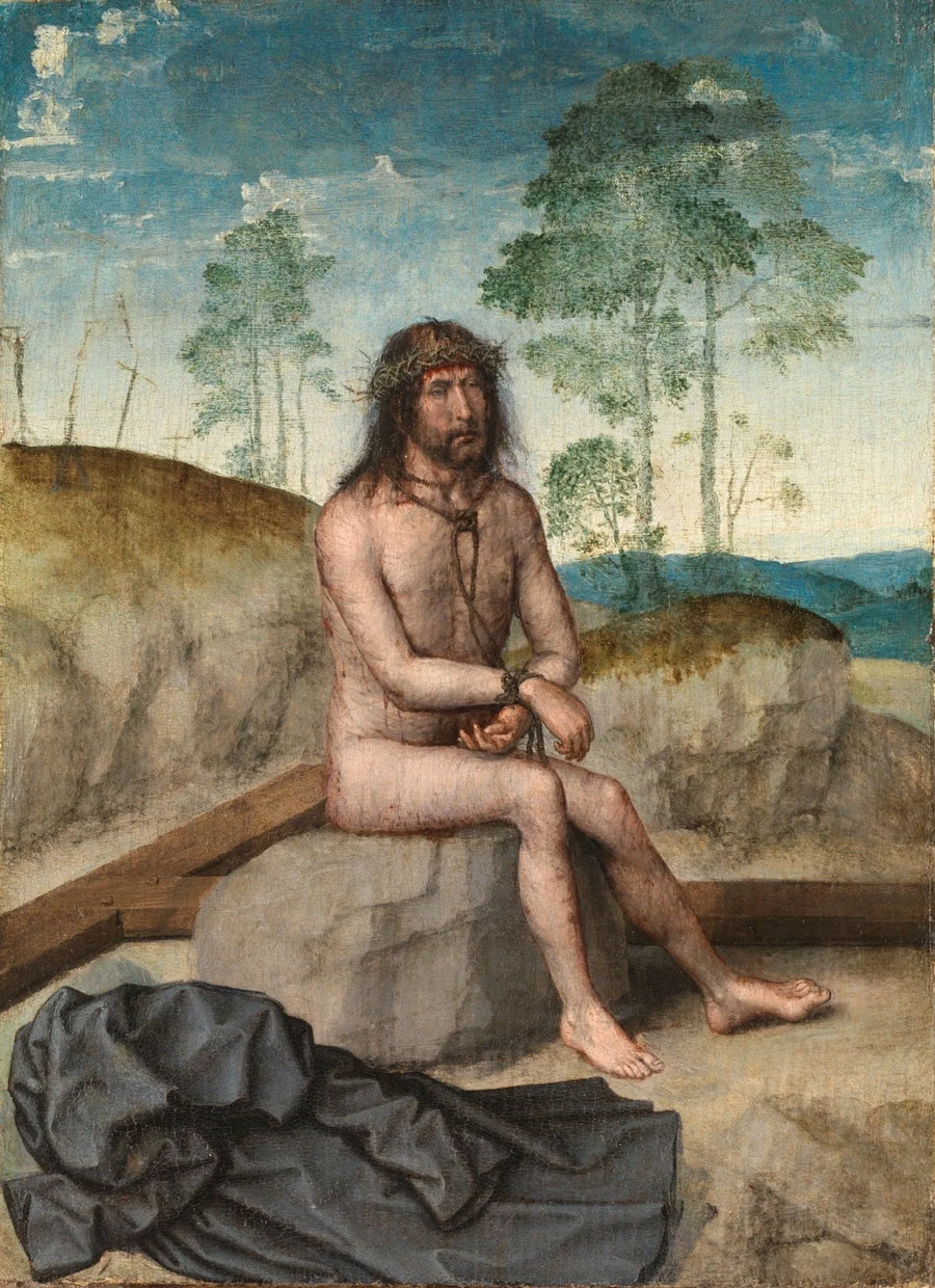 Den siddende Kristus på en kold sten - Juan de Flandes