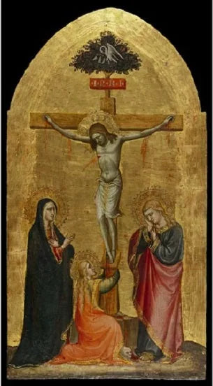 Kristus korsfæstet med Jomfru Maria, Maria Magdalena og Sankt Johannes - Spinello Aretino