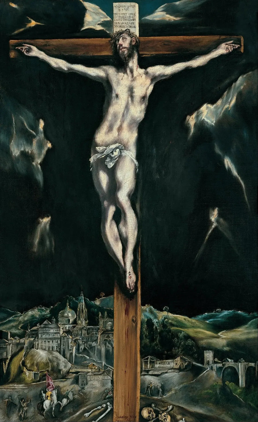 Den korsfæstede Kristus med Toledo i baggrunden - El Greco