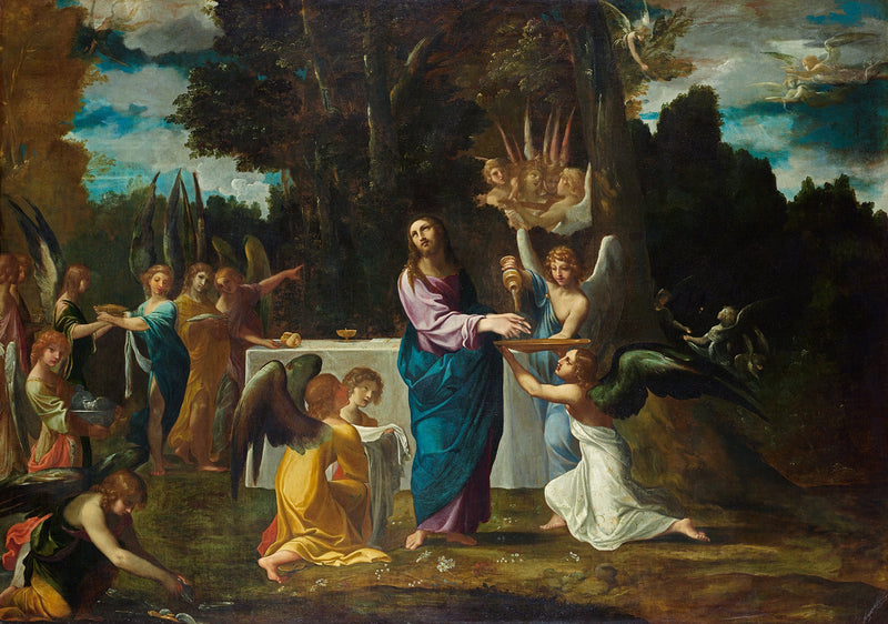 Kristus i ørkenen, tjent af engle - Ludovico Carracci