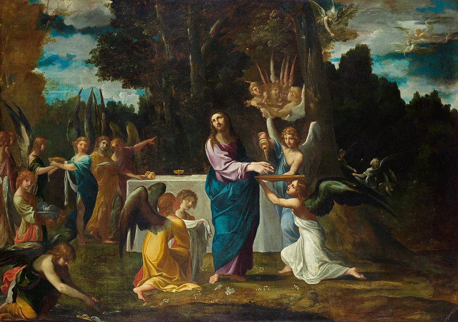 Kristus i ørkenen, tjent af engle - Ludovico Carracci