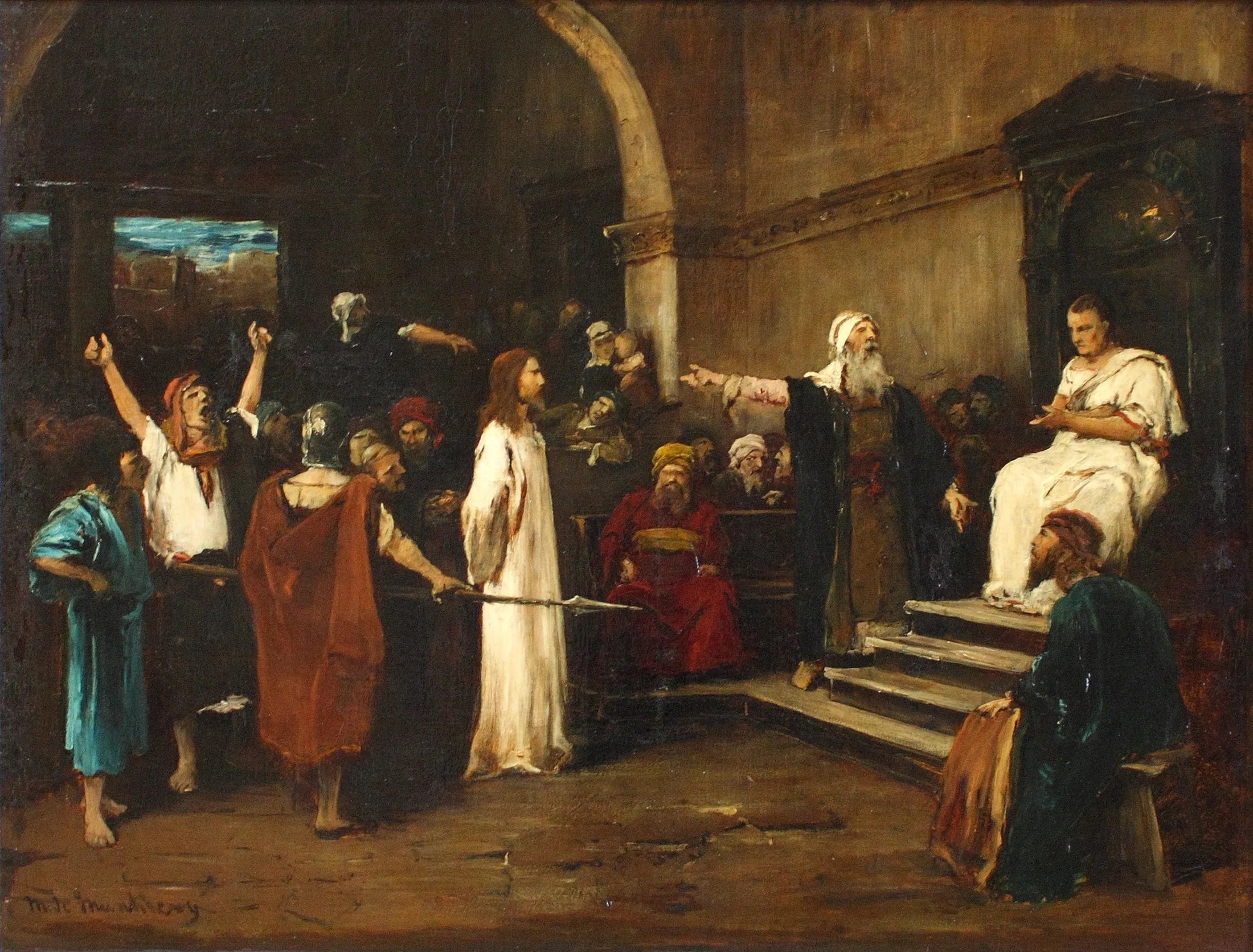 Le Christ devant Pilate - Mihály Munkácsy image 1 reproduction de peinture à l’huile