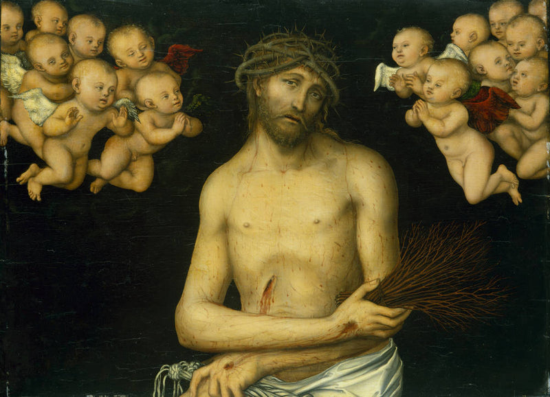 Kristus som en smertefuld mand omgivet af engle - Lucas Cranach den Ældre