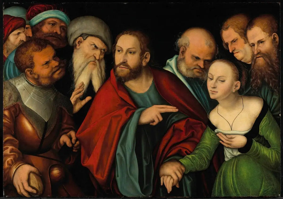 Kristus og den anklagende kvinde - Lucas Cranach den Ældre