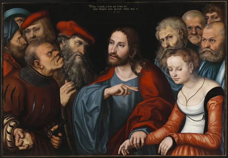 Kristus og den anklagende kvinde. - Lucas Cranach den Ældre