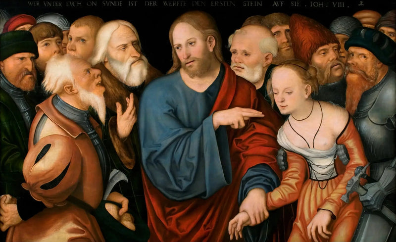 Kristus og den anklagende kvinde - Lucas Cranach den Ældre