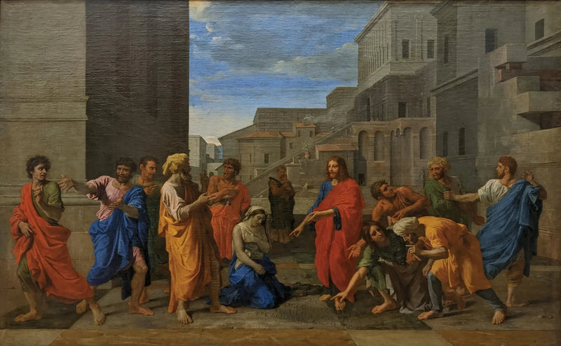 Kristus og den anklagende kvinde - Nicolas Poussin