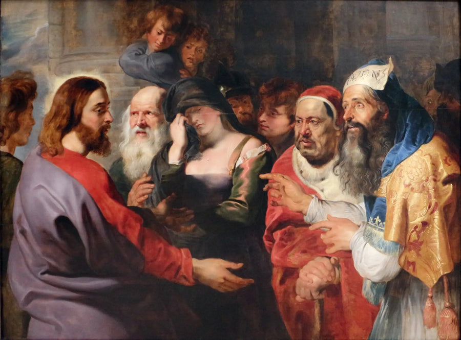 Kristus og den adultere kvinde - Peter Paul Rubens