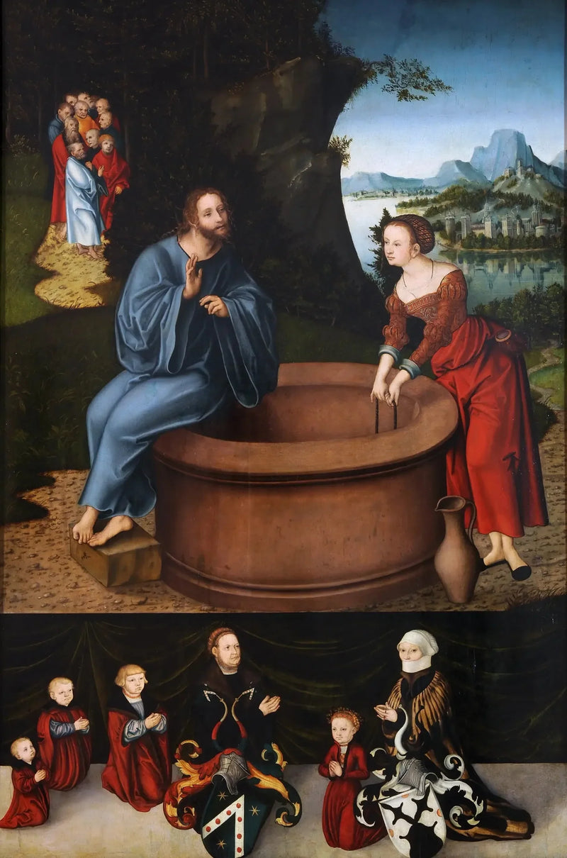 Kristus og den samaritiske kvinde ved brønden - Lucas Cranach den Ældre