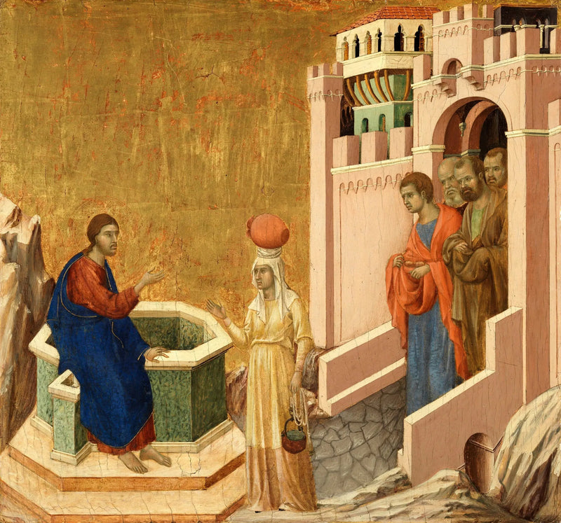 Kristus og den samaritiske kvinde - Duccio di Buoninsegna
